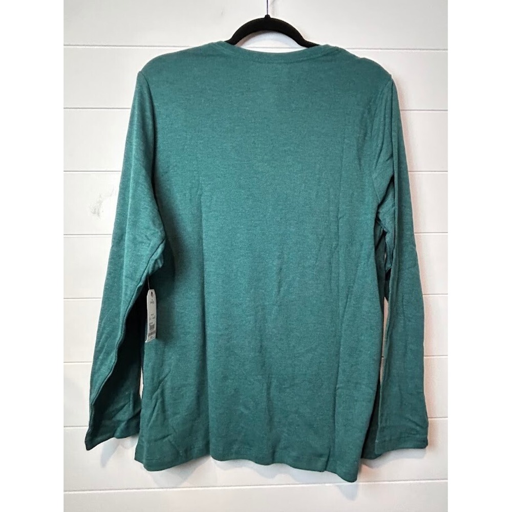 Women's St. Johns Bay Long Sleeve V-neck size 1X NWT Green - Picture 3 of 4